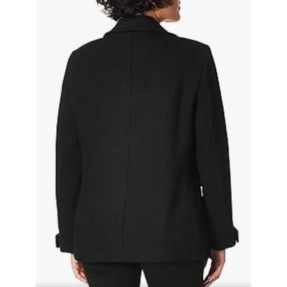 Calvin Klein Double Breasted Pea Coat Black Wool Blend XS - Picture 3 of 14